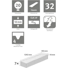 EGGER Home Laminatboden Classic EHL145 Elva Eiche Grau 10 x 193 x 1292 mm