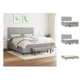 vidaXL Boxspringbett mit Matratze Hellgrau 180x200 cm Stoff