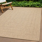 Teppich-Traum Outdoor Teppich modern robust Jute Look wetterfest Balkon Garten Terrasse 140x200 cm