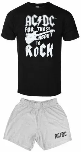 AC/DC Unisex-Erwachsene, kurzes Pyjama-Set für alle, die gerne Gitarre rocken