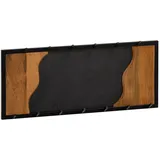 Casavanti Wandgarderobe Schwarz, Braun, Holz, Metall, Kunststoff, Mangoholz, massiv, 80x36x6 cm, - schwarz