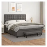 vidaXL Boxspringbett mit Matratze Grau 180x200 cm Kunstleder