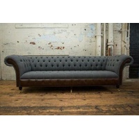 JVmoebel Chesterfield-Sofa, Chesterfield Textil Polster Design Luxus Couch Sofa Klassische grau
