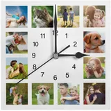 Personalisierte Foto Wanduhr, Personalisierte Quadratische Uhr mit Foto Text, Benutzerdefiniert Wanduhren mit Foto zum Küche Schlafzimmer Wohnzimmer, Jahrestag Geburtstag Hochzeits Dekorative Geschenk