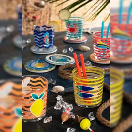 Excelsa Set 6 Untersetzern Corfu' Keramik, 10,5x1x10,5 cm, Bunt