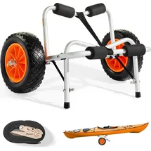 Vevor Kajakwagen, 113 kg, faltbarer Kanuwagen mit 25,4 cm Vollgummireifen & 1 Ratschengurt, Bootswagen zum Transportieren von Kajaks, Kanus,