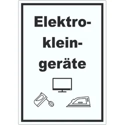 Elektrokleingeräte Mülltrennung Aufkleber Text Symbol Haushaltsgerät A7 (74x105mm)