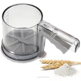 EUIOOVM 3-Tassen Mehlsieb Puderzuckerstreuer Puderzuckermühle Doppeltes Edelstahlsieb Staubzuckerstreuer für Schokopulver Mehl Mandelpulver Puderzucker‌, Küche Backen