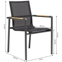 Dehner Stapelstuhl Brooklyn, ca. 88.5 x 59 x 64.5 cm, schwarz Natur