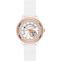 Chronograph SKECHERS "SALERNO", weiß, Armbanduhren, Damen, Quarzuhr, Armbanduhr, Damenuhr, Silikonarmband, analog, digital