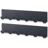 EUDUQ 2 Stück Schlüsselbrett mit 6 Haken,Metall Schlüsselhalter Wand,Schlüsselboard ohne bohren,Selbstklebendes Schlüsselhaken Für Schlüsselaufbewahrung Hängen Küchenbesteck Schwarz