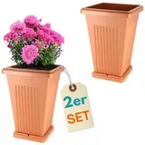 GarPet Pflanzkübel Pyramide 40 x 40 x 59 cm Terrakotta