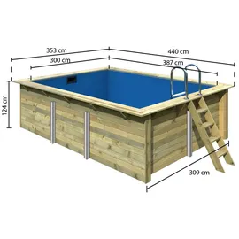 Karibu Rechteck Pool 350 x 440 cm inkl. Filteranlage