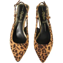 Buffalo High-Heel-Pumps BUFFALO "Buffalo Sling Back- Vegan Suede", Damen, Gr. 41, braun leo, schwarz, Kunstfaser, unifarben, Schuhe