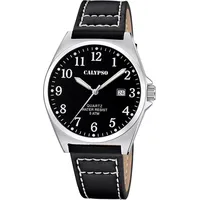 Calypso Herren-Armbanduhr mit Lederband Schwarz