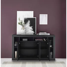 Home Affaire Sideboard HOME AFFAIRE "Rimini", schwarz (schwarz melamin holzstruktur), B:172cm H:102cm T:42cm, Sideboards, Sideboard, mit 3 Türen