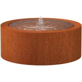Adezz Wasserspiel Wassertisch Rund Corten-Stahl Rost Braun/Orange