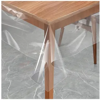 Emhelle Tischdecke Tischfolie Transparent Tischdecke Durchsichtig Tischschutz Wasserdicht (Größen wählbar, Wasserdicht Abwaschbar Fettdicht Tischschutz für Innen und Außen) 60 cm x 60 cm