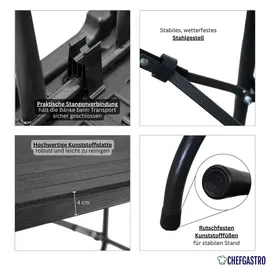 chefgastro Bierbank 180 x 43 x 43 cm Schwarz