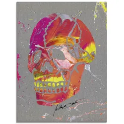 Glasbild ARTLAND "Totenkopf 2", orange (farbe bild(er): orange), B:45cm H:60cm, Bilder, in verschiedenen Größen