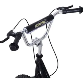 Homcom Kinderroller mit Luftreifen Kickscooter Scooter Tretroller Cityroller für Kinder Kickboard 16 Zoll ab 5 Jahre Höhenverstellbar Schwarz 143 x 58 x 92-100 cm