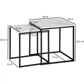 Wohnling Beistelltisch 2er Set, Marmoroptik