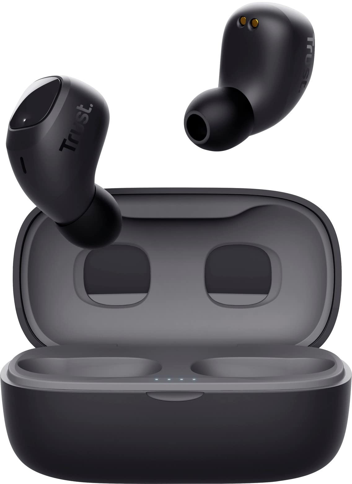 Trust Mobile Nika Compact Bluetooth Kopfhörer, In-Ear Kabellose Ohrhörer, Earbuds mit Ladecase, TWS, Integriertes Mikrofon, bis zu 18 Stunden Spielzeit, für Android, Chrome, iOS, Windows, Schwarz