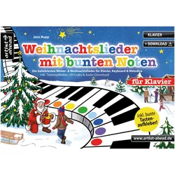 Artist Ahead Weihnachtslieder mit bunten Noten für Klavier - Jens Rupp - Notenbuch
