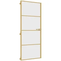 vidaXL Innentür Schlank Golden 83x201,5 cm Hartglas und Aluminium