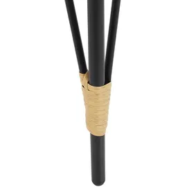 Beliani Balkonset Hellbraun Rattan Schwarzes Metall-Gestell Tisch mit 2 Sessel mit Sitzkissen Schwarz Terrasse Ausstattung Möbel Boho - Beige/Schwarz