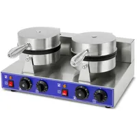 Vertes Doppel-Waffeleisen 2000W Edelstahl (2x Timer 5min, 2x Temperatur 50-300 °C Stufenlos Regulierbar, 4