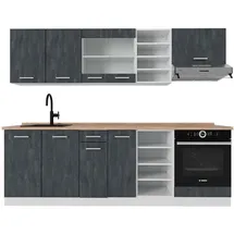 Vicco Küchenzeile R-Line 240 cm Schwarz Beton/Weiß