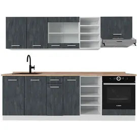 Vicco Küchenzeile R-Line 240 cm Schwarz Beton/Weiß