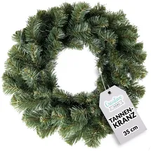 Creative Home Tannenkranz künstlich Türkranz Weihnachtskranz Grün | Durchmesser 35 cm | Kranz für Tür, Wand, Tisch | Adventskranz für Innen Außen | DIY Dekoration Deko Weihnachtsdeko Dunkelgrün