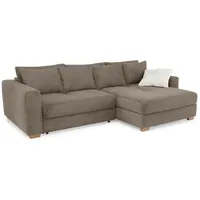 Luma-home Ecksofa-Dauerschläfer, 288/186/86 cm, Federkern Bettkasten, Ottomane beidseitig montierbar,