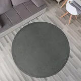 TT Home Krabbelmatte Babyzimmer Teppich Spielmatte Kinder Unifarben rutschfest Flauschig, Farbe: Grau Anthrazit, Größe:120 cm Rund