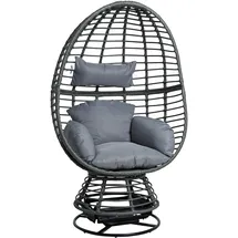 Estexo Polyrattan Loungesessel Schwingsessel Rattan Sessel Relaxsessel Stuhl Anthrazit