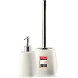 Kadax Badezimmer Set aus Keramik, Seifenspender, Wc-bürste, Weiß) - Kadax