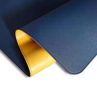 moaupr Schreibtischunterlage Leder, Groß Laptop Tischunterlage Schreibtisch Unterlage Ultradünnes Schreibtischmatte Aus PU-Leder Desk Mat Für Büro Blau + Gelb 80x160cm/31.5x62.99in