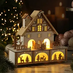 LED Weihnachtshaus mit Musik und drehendem Karussell - beleuchtete Weihnachtsszene - H: 25cm