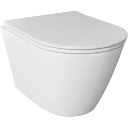 Alpenberger Wand WC für Bad und Gäste WC | Kloschüssel Spülrandloses Hänge WC | Toilettendeckel mit Absenkautomatik | Moderne Toiletten pass. GEBERIT