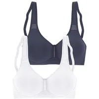 PETITE FLEUR T-Shirt-BH Damen marine+weiß Gr.100D