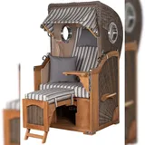 Mr. Deko Strandkorb Komplettset - bene living - Ammersee Single Teak - PE grau - Modell 545 - inkl. Liftersystem