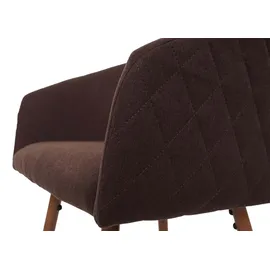 Mendler 2er-Set Barhocker HWC-D72, Barstuhl Tresenhocker Küchenhocker mit Lehne, Metall Holzoptik ~ Stoff/Textil, braun