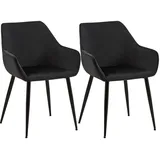 CLP Esszimmerstuhl Luena Polyester/Samt schwarz 2er Set