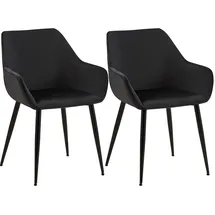 CLP Esszimmerstuhl Luena Polyester/Samt schwarz 2er Set