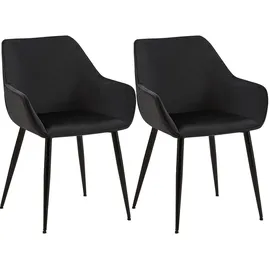 CLP Esszimmerstuhl Luena Polyester/Samt schwarz 2er Set