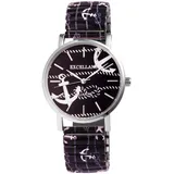Excellanc Damen-Uhr Edelstahl Zugband Maritim Anker Print Analog Quarz 1700069