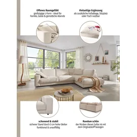 Home Affaire Ecksofa HOME AFFAIRE "Enisa XXL B/T/H: 325/224/85 cm L-Form", rosa (rosé), B:325cm, Cord (88% Polyester / 12% Polyacryl), Sofas, Ecksofa, Kuschelig, gemütlich, in 5 Farben, Bezug in Cord, mit 2 Zierkissen
