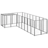 vidaXL Hundezwinger Schwarz 6,05 m2 Stahl - Überdachung (3082225)